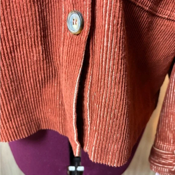 Avec Les Filles Terracotta Burnt Orange Corduroy Utility Jacket Shacket NWT - Picture 5 of 12